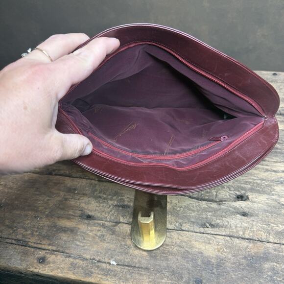 Burgundy Woven Leather Clutch Purse By Etienne Aigner - Picture 7 of 9